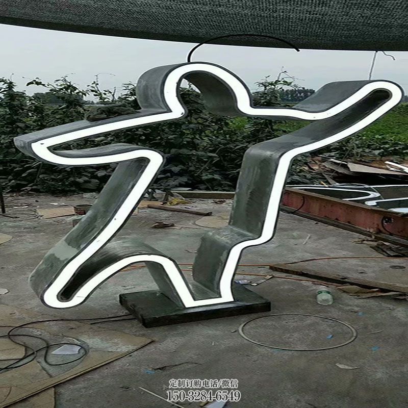 体育人标识雕塑，抽象几何体育人物雕塑摆件