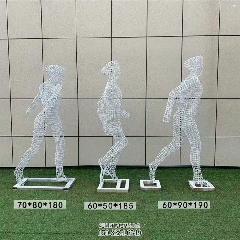 镂空体育雕塑展品，公园小品，运动员铁艺人物雕塑供需